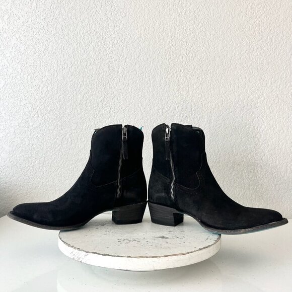 Lane PLAIN JANE Womens Cowboy Booties 9.5 Western Black Suede Cowgirl Boots - Picture 8 of 12